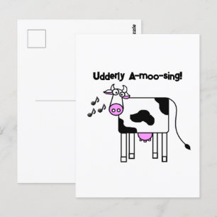 Carte Postale Moo-chantante chantante moderne Pun de vache conce