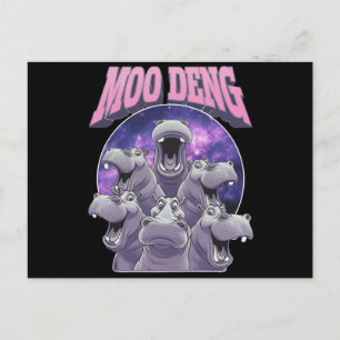 CARTE POSTALE MOO-DENG LE CÉLÈBRE BÉBÉ PIGMY HIPPO MOODENG