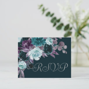 Carte Postale Moody Boho Repas RSVP violet Turquoise profond