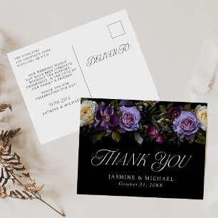 Carte Postale Moody Gothic Mariage Floral Merci