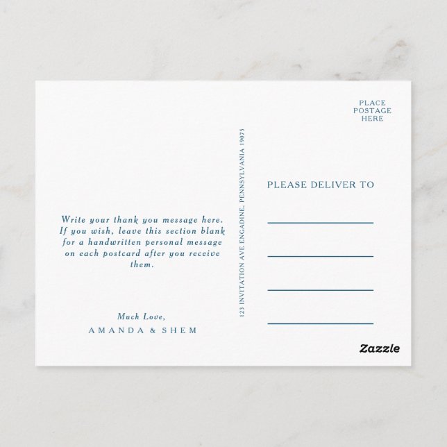 Carte postale Moody Ocean Watercolor Mariage Merci (Dos)