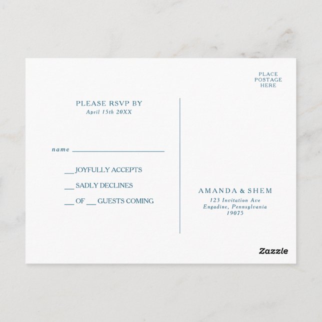 Carte postale Moody Ocean Watercolor Wedding RSVP (Dos)