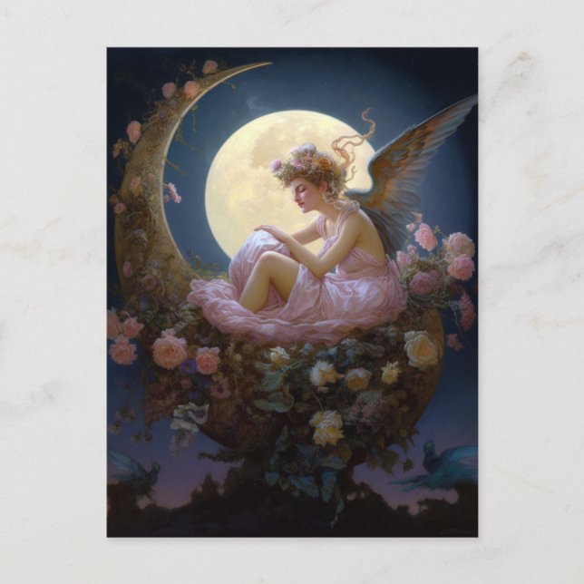 Carte Postale Moon Angel Imaginaire Art (Devant)