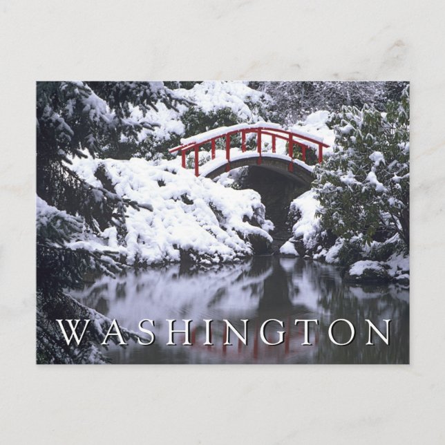 Carte Postale Moon Bridge & Pond en hiver | Joyeux anniversaire (Devant)