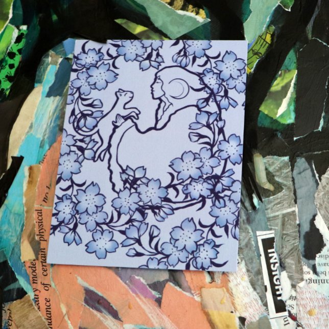 Carte Postale Moon Goddess Chat Witch Blues (Créateur téléchargé)