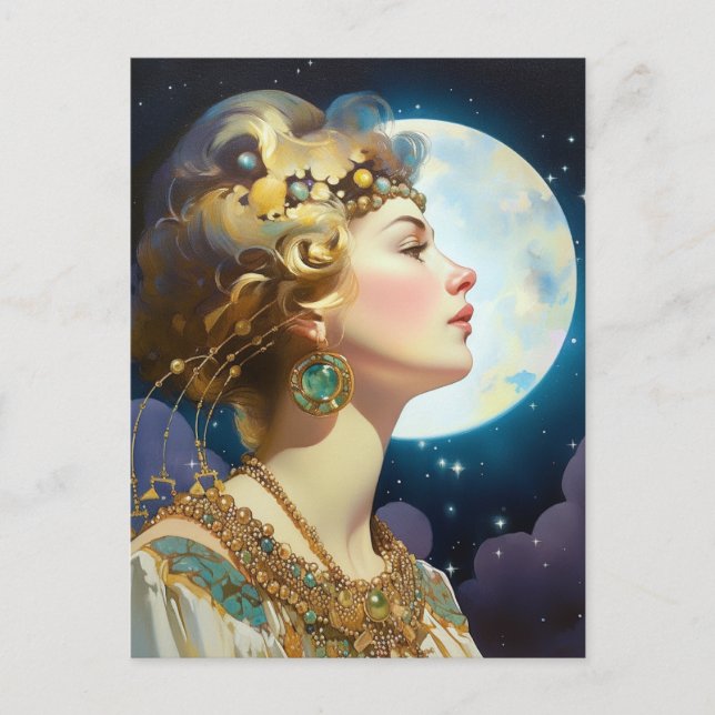 Carte postale Moon Goddess Queen Imaginaire Art (Devant)