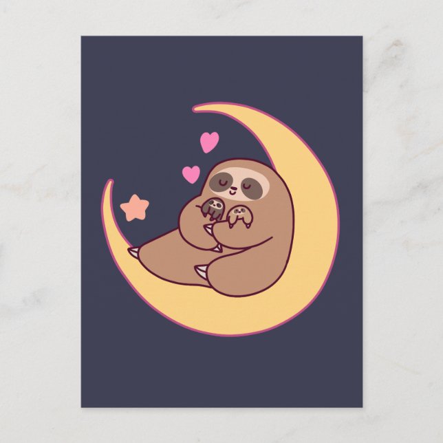 Carte Postale Moon Mama Sloth and Baby (Devant)