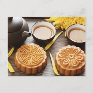 Carte Postale Mooncake et thé, festival chinois mi-automne