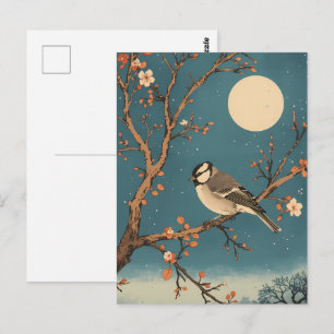 Carte Postale Moonlit Bird on Blossom Branch
