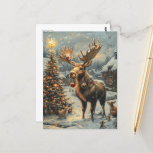 Carte Postale Moose de Noël