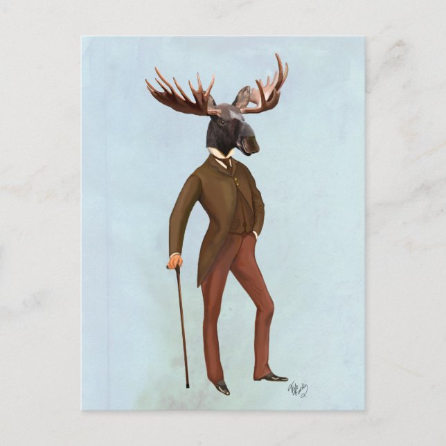 Carte Postale Moose In Suit Full 2 (Devant)