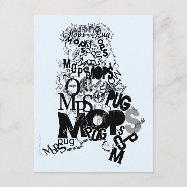 Carte Postale Mops aus Buchstaben (Devant)