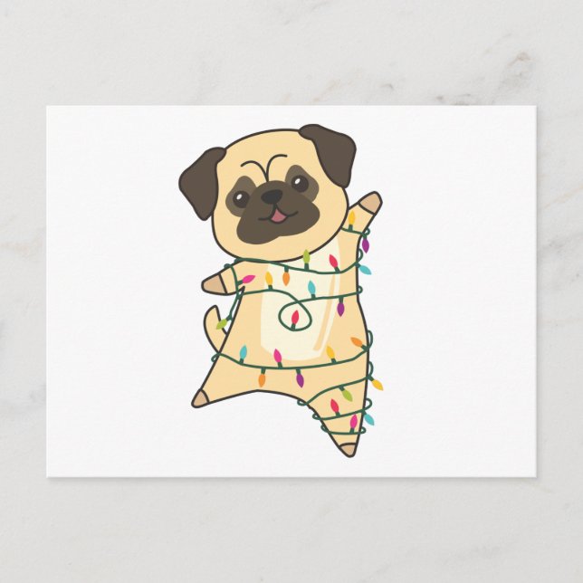 Carte Postale Mops Christmas Snow (Devant)