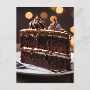 Carte Postale Morceau de gâteau au chocolat