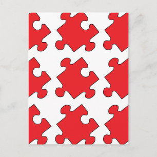 CARTE POSTALE MORCEAU DE PUZZLE ROUGE