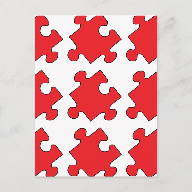 CARTE POSTALE MORCEAU DE PUZZLE ROUGE (Devant)