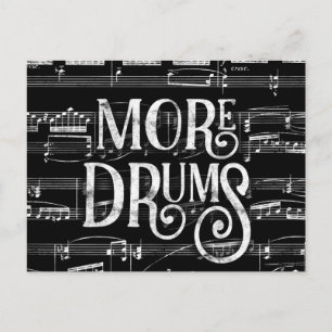 Carte Postale More Drums Tableau Noir - Musique Noir Blanc