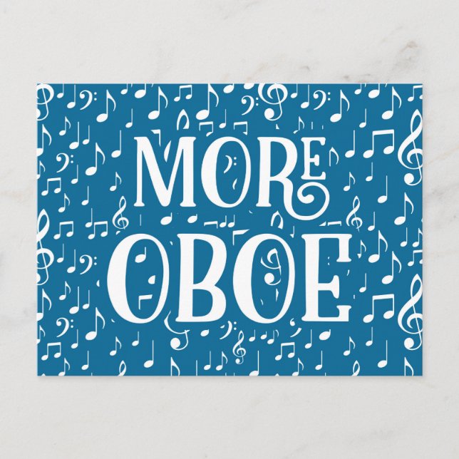 Carte Postale More Oboe - Musique Bleue Blanche (Devant)
