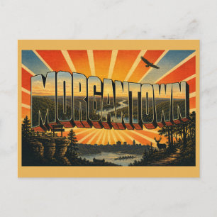 Carte Postale Morgantown WV Vue sur la rivière Forêt Art
