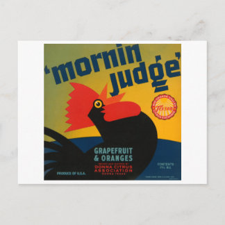 Carte Postale Mornin Juge Citrus Vintage Fruit Crate Étiquette