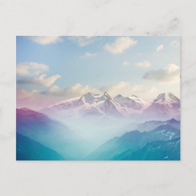 Carte Postale Morning Mist dans la vallée des Alpes (Devant)