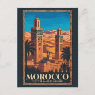 Carte Postale  Morocco Desert Illustration Travel Art Vintage