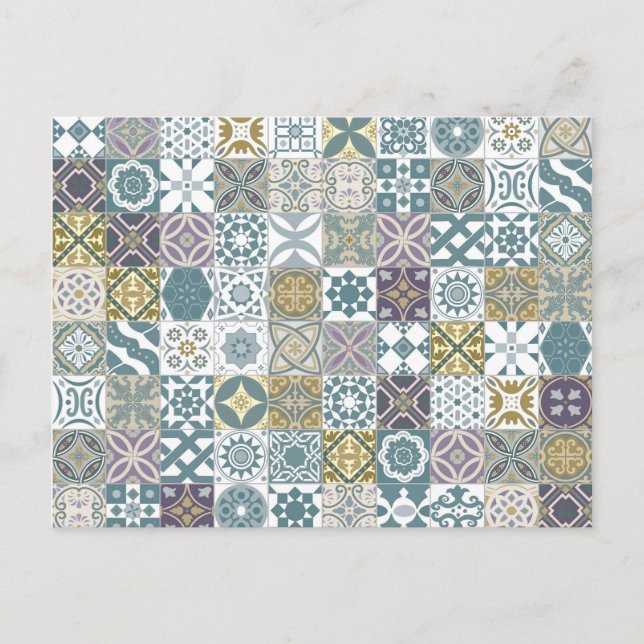 Carte Postale Moroctile - pastel blue and gold (Devant)