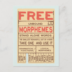 Carte Postale Morphèmes libres Funny Grammar Anglais