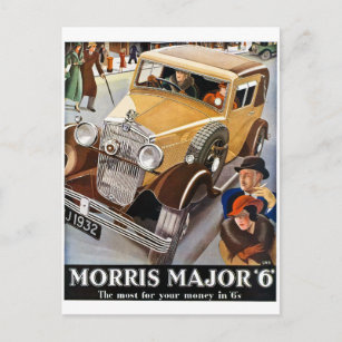 Carte Postale Morris Major 6 - Vintage British Auto Advert