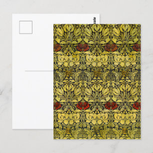 Carte Postale Morris Vintage 1890 Tulipe et Motif Rose Golden