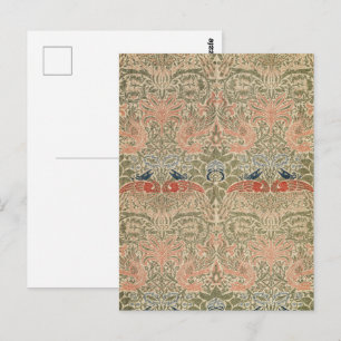 Carte Postale Morris - Vintage Motif de fleurs Peacock & Dragon