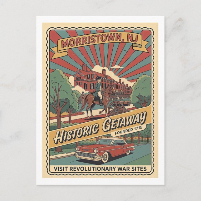 Carte Postale Morristown NJ Retro 1950s Historic Travel  (Devant)