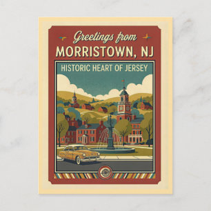 Carte Postale Morristown NJ Voyage Rétro dans le Style des Année