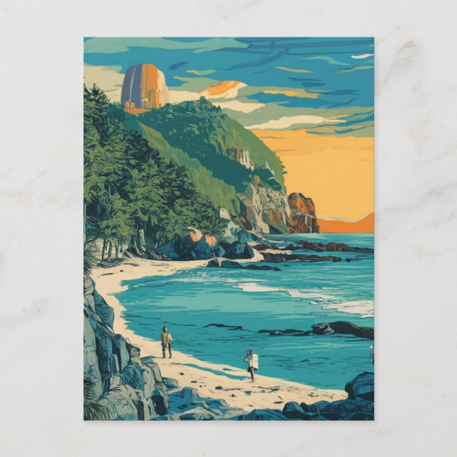 Carte Postale Morro Bay Beach California Peinture (Devant)