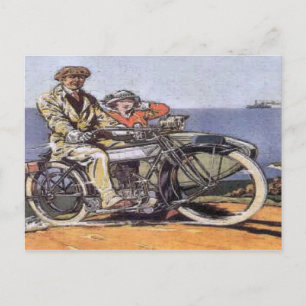 Carte Postale Mortorcycle vintage Sidecar