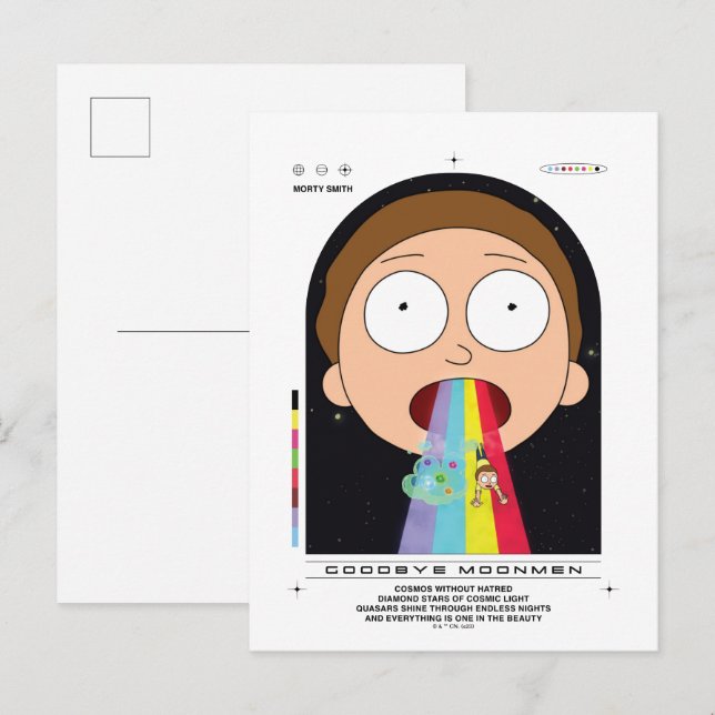Carte Postale Morty Goodbye Moonmen Citation Graphique (Devant / Derrière)