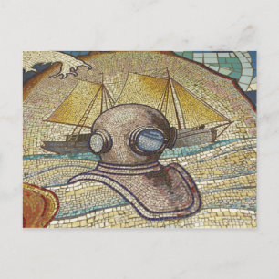 Carte Postale Mosaic of old divers helmet