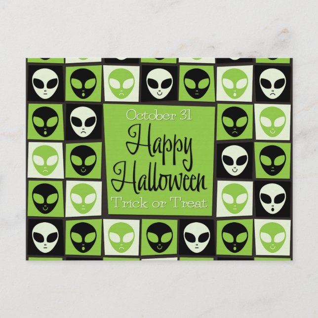Carte Postale Mosaïque alien d'Halloween (Devant)