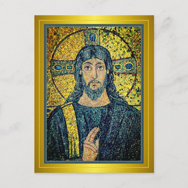Carte Postale Mosaïque antique Image de Jésus Christ le Sauveur (Devant)