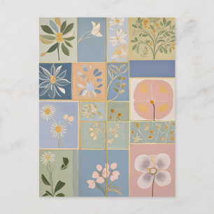 Carte Postale Mosaïque botanique en fleurs