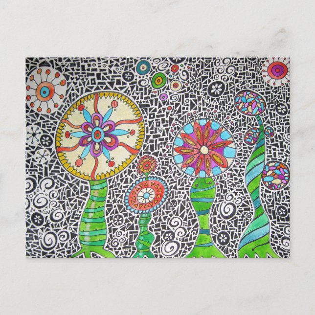 Carte Postale Mosaïque d'aquarelle Plante funky (Devant)