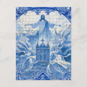 Carte Postale Mosaïque de carreaux bleus de Jésus, Portugal