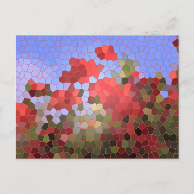 Carte Postale Mosaïque de verre coloré abstrait coquelicots roug (Devant)