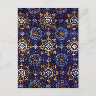 CARTE POSTALE MOSAÏQUES BYZANTINES DE RAVENNE,ÉTOILES,NUIT ÉTOIL