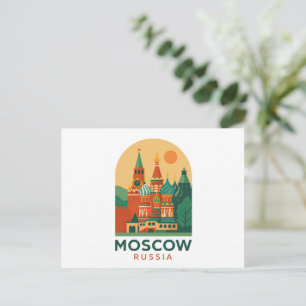 Carte Postale Moscou Russie Art de Voyage Rétro Vintage