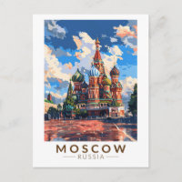 Moscou Russie Carré rouge Voyage Art Vintage