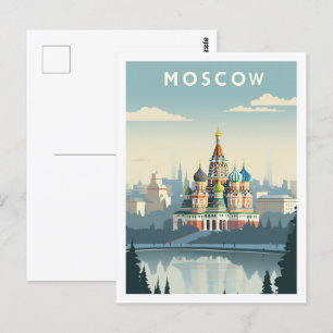 Carte Postale Moscou Russie célèbre Vintage voyage Place