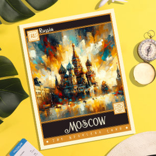 Carte Postale Moscou, Russie   Peinture Vintage
