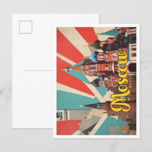 Carte Postale Moscou Russie Pop Art Voyage Illustration