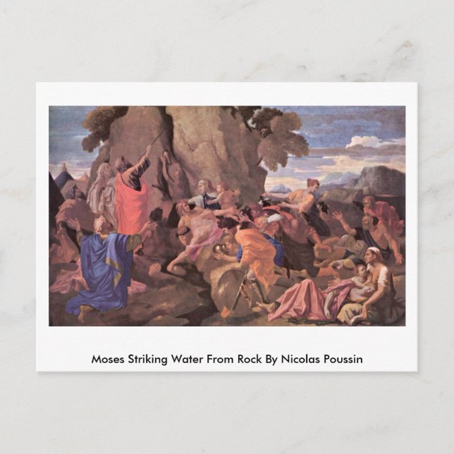 Carte Postale Moses Frappe L'Eau De La Roche Par Nicolas Poussin (Devant)